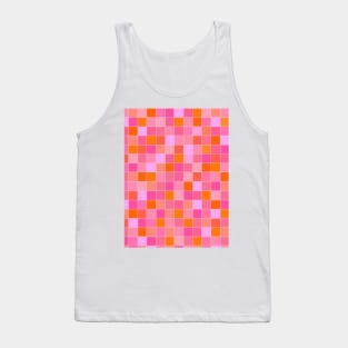 Pink and Orange, Grid, Mosaic Pattern Tank Top